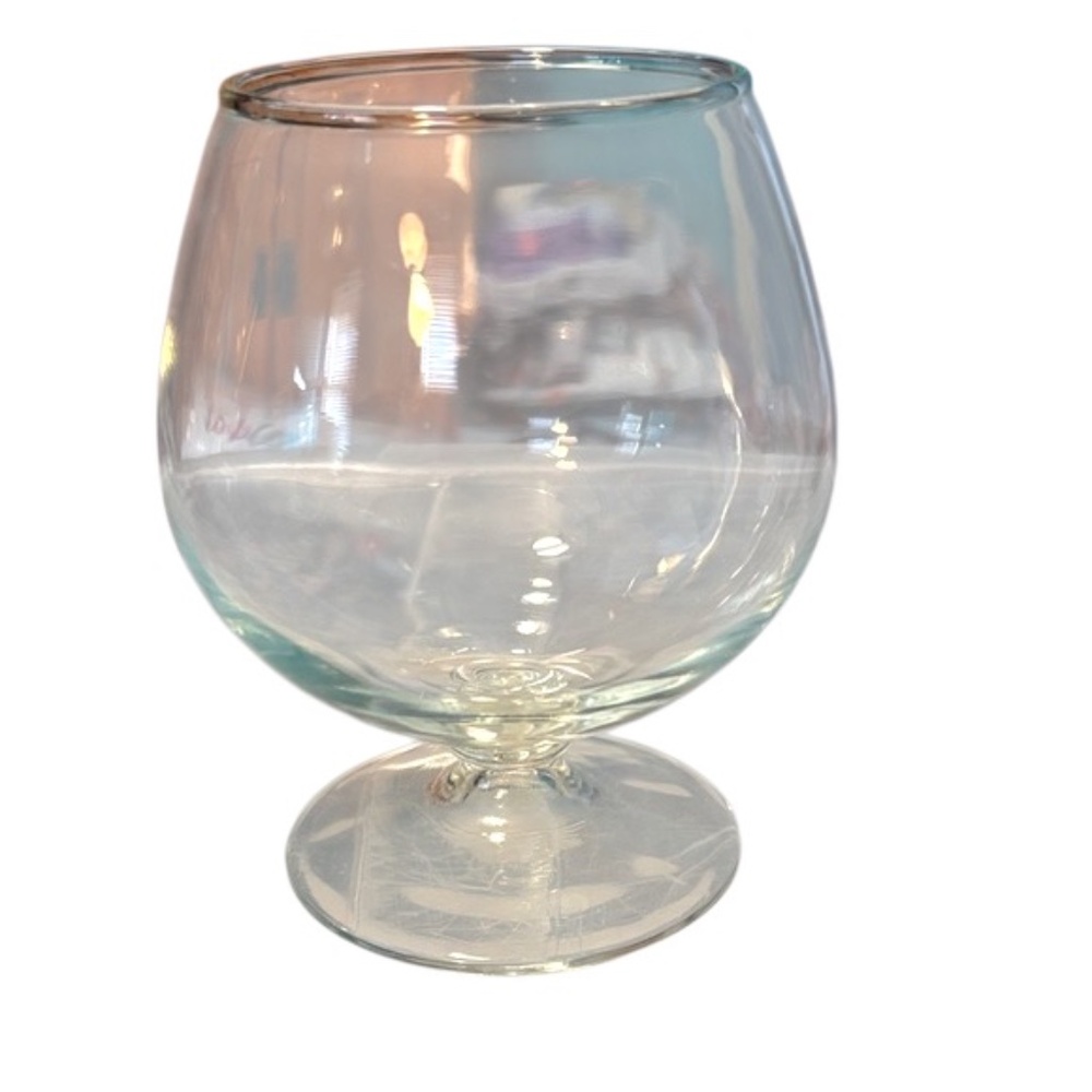 Vintage Small Clear Glass Pedestal Footed Brand Snifter/Table Vase, Terrarium